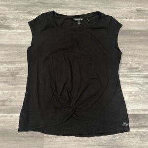 Toad&Co Anza Front Knot Organic Cotton Blend Black Short Sleeve Shirt Small